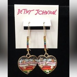 BETSEY JOHNSON Valentine Rainbow Bubble Heart Stars Earrings PRIDE LGBTQIA NWT